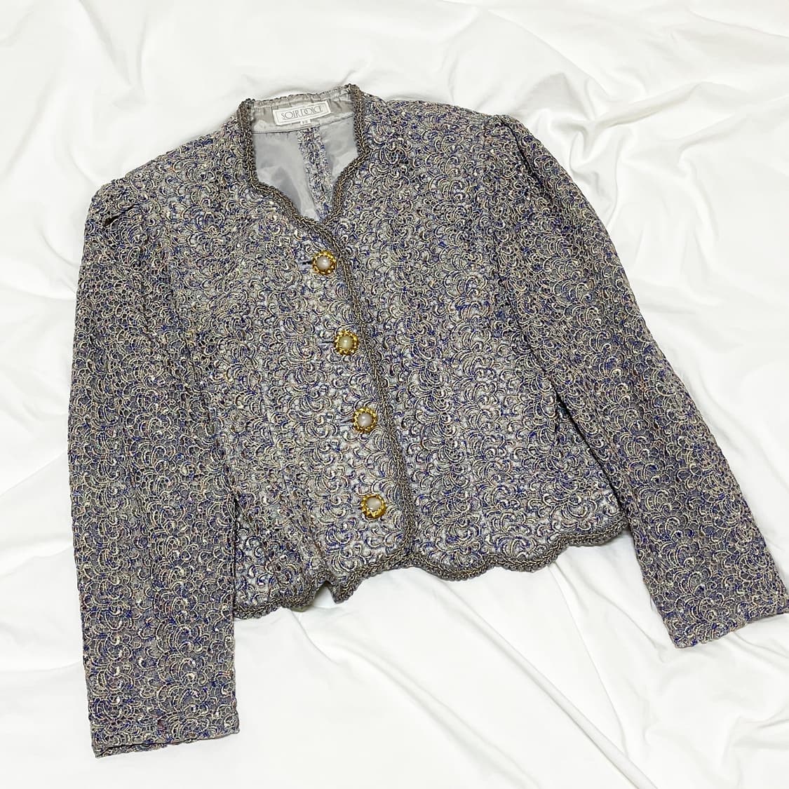 빈티지 ) 파스텔무드 레이스오간자 자켓 상품이미지2