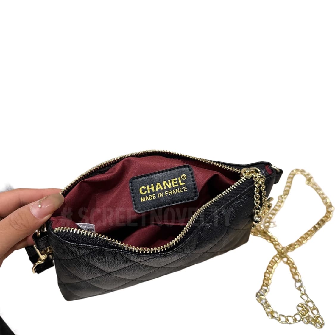샤넬뷰티 캐비어 미니 체인 클러치 백 블랙 풀박스 상품이미지7