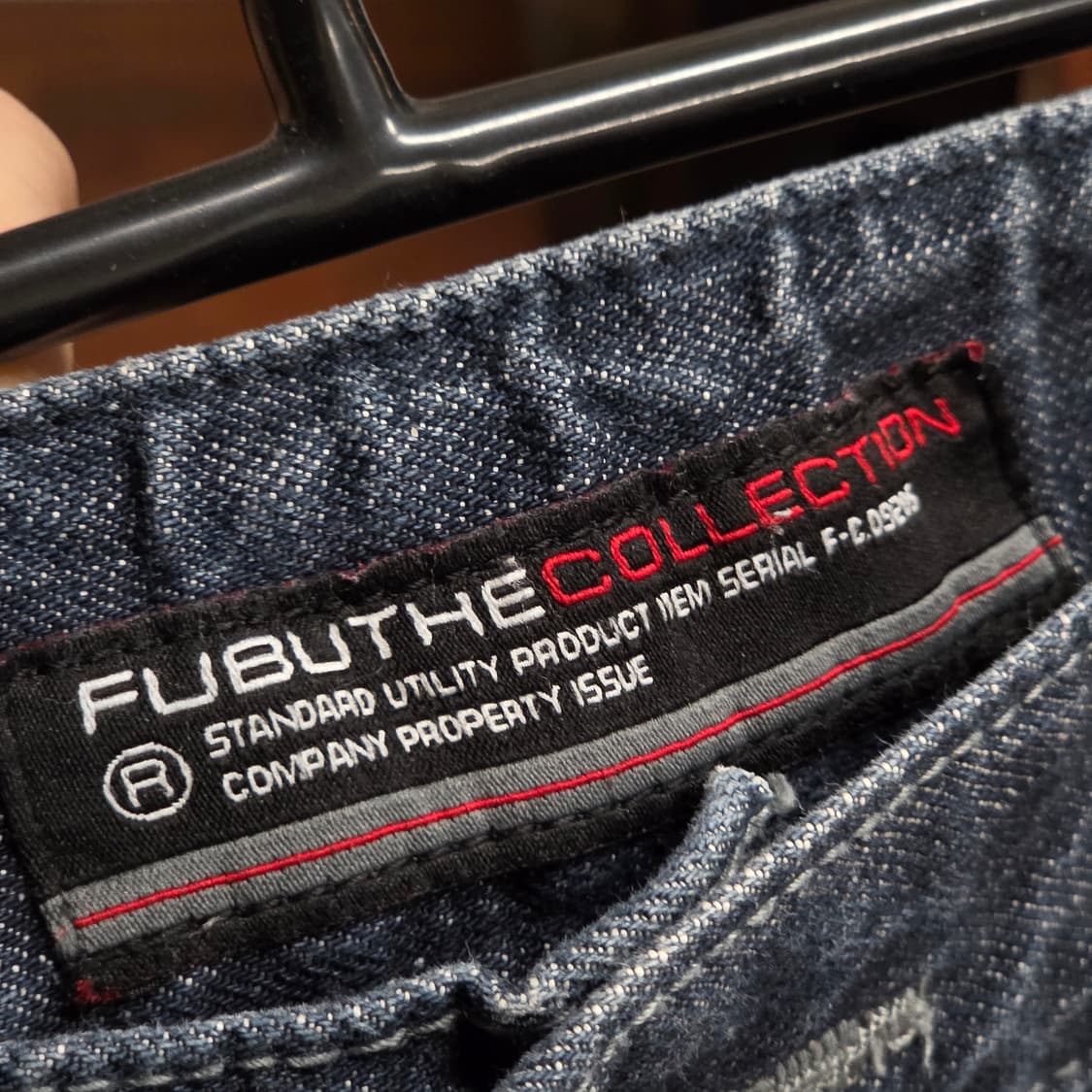 후부 진청 워싱 패치 와이드 데님 팬츠  상품이미지8