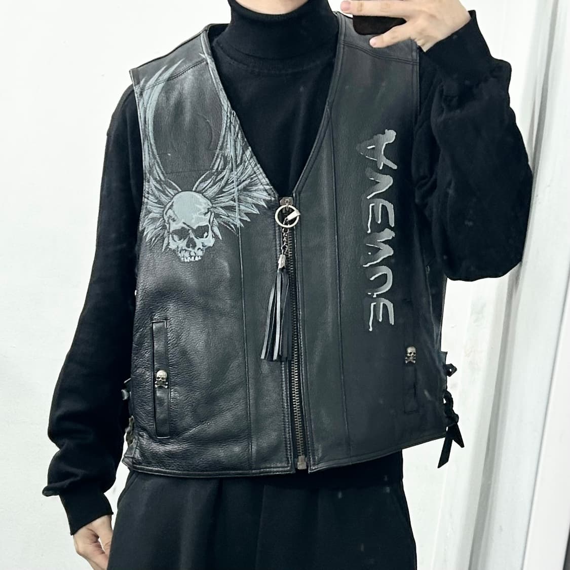 80s AVENUE 소가죽 스컬 모터사이클 베스트 상품이미지2