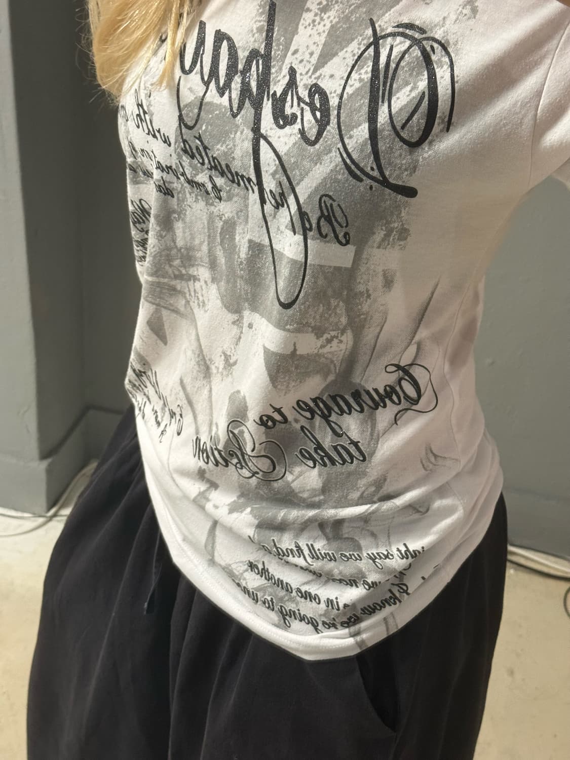 layered detail lettering & printing top 상품이미지4
