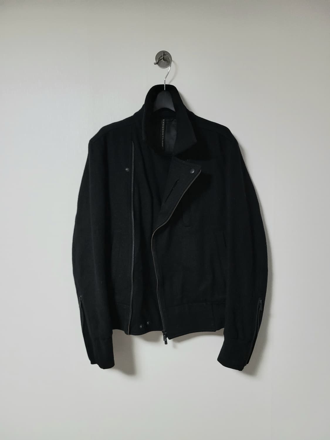 Black barrett 비대칭 라이더 바이커 코트 상품이미지1