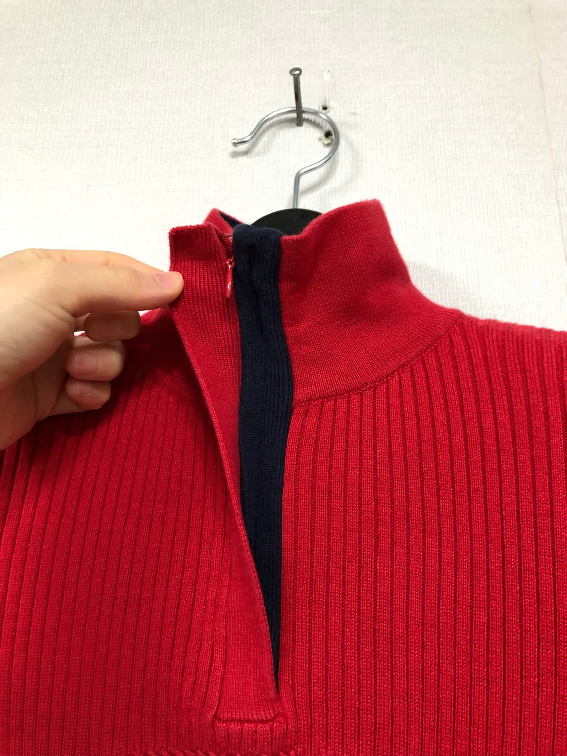 폴로진스 여성 딱붙핏 성조기 반집업 니트 _ 레드 M (크리스마스룩) 상품이미지3