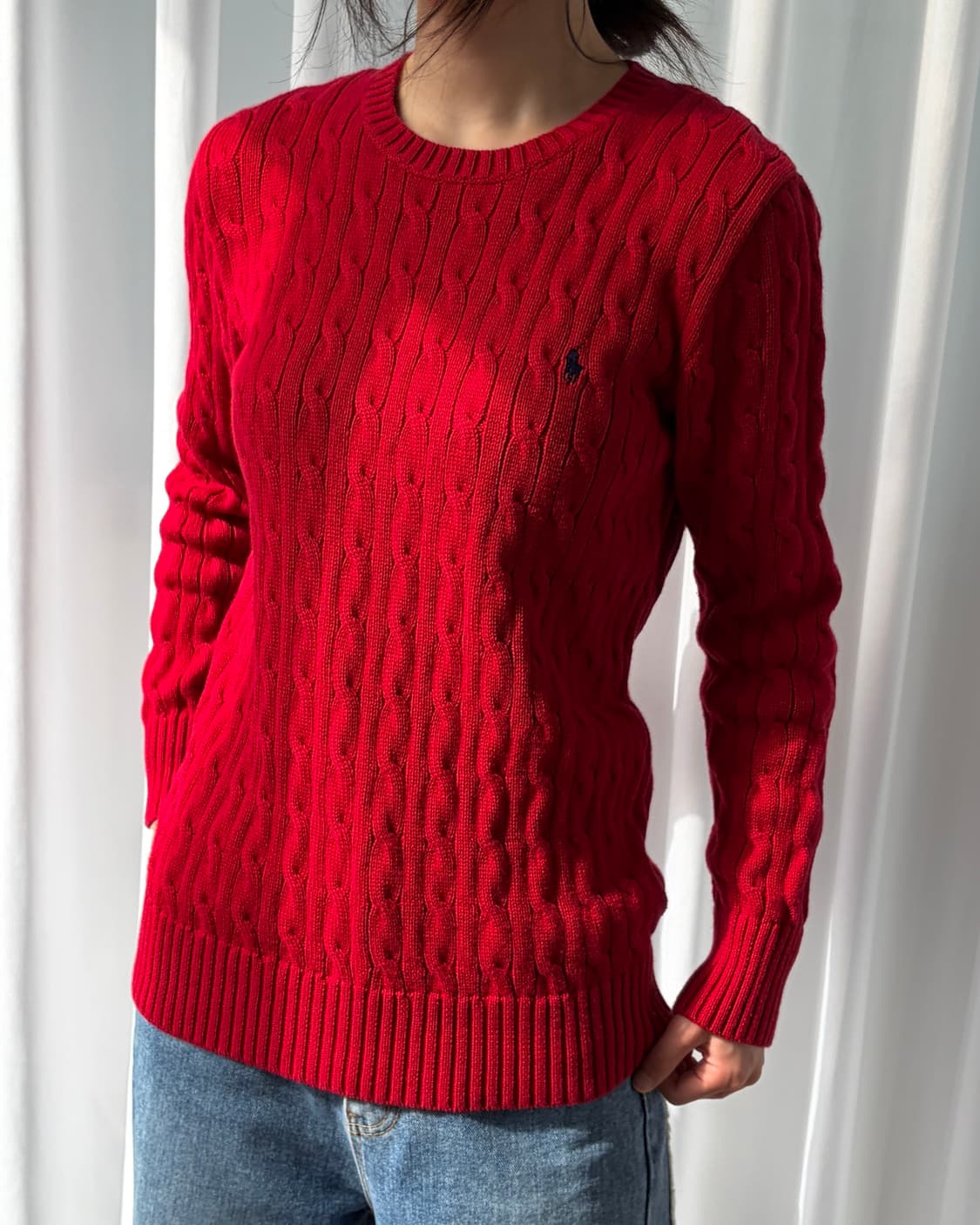 [S]폴로 랄프로렌 꽈배기 케이블 코튼 니트 red 상품이미지1