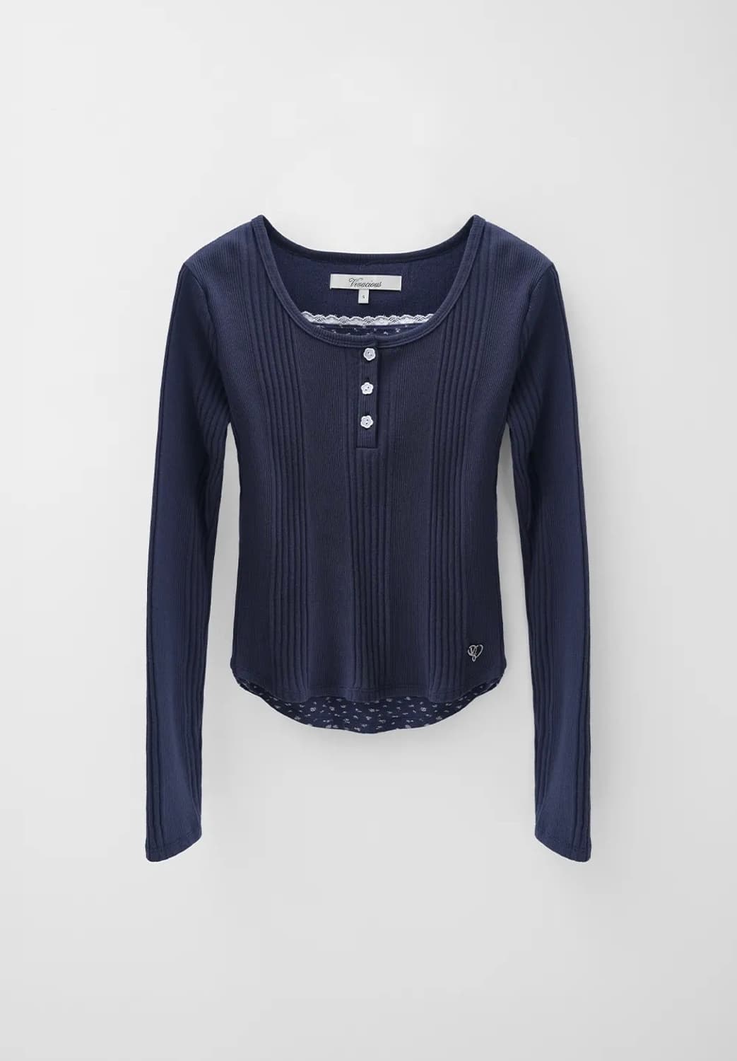 (새상품) 비바셔스 뮤리엘 플라워 펀칭 레이어드 티 네이비 상품이미지1