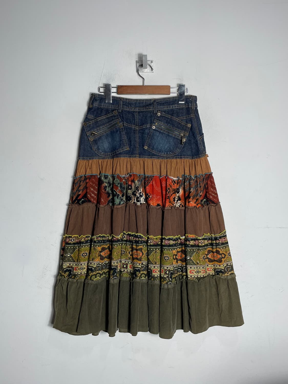 A.DO collection 패치워크 데님 롱 스커트 상품이미지1