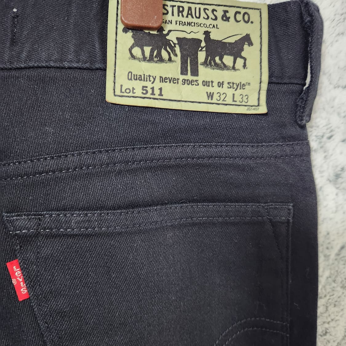 J34 [32] 리바이스 511 일본판 블랙진 데님 바지 상품이미지3