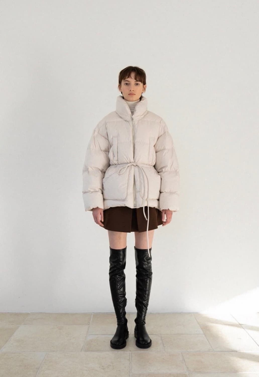 29cm구매) Le 르 하이넥 덕다운 아이보리 스트링 패딩 상품이미지1