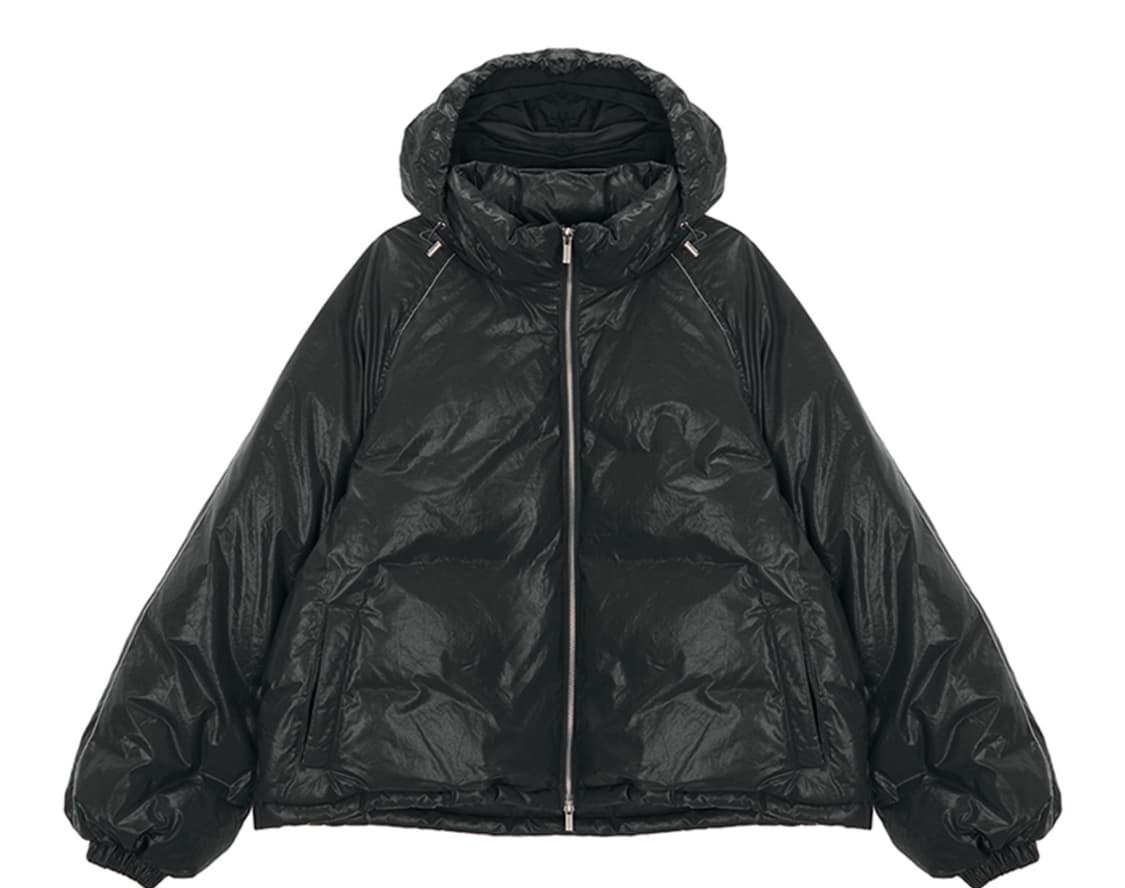 마뗑킴 마뗑 로고 코팅 다운 점퍼 블랙 L 상품이미지6