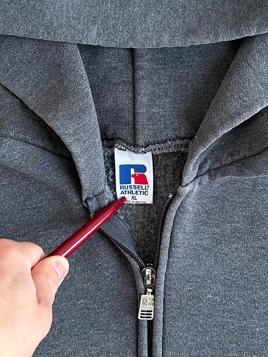 90s 빈티지 러셀 후드집업 다크그레이 XL 상품이미지6