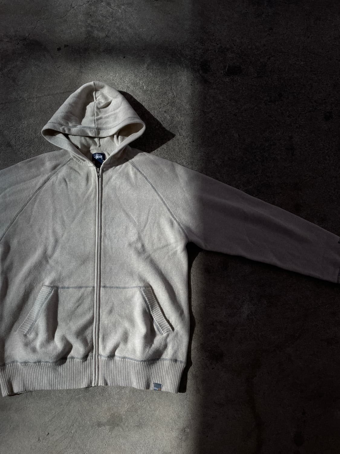 00s Stüssy Knit Oatmeal hood zip 상품이미지2