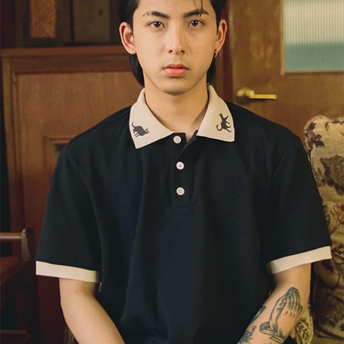 (고양이 반팔 피케 티셔츠) 플러키티 선셋 위듀 자카드 피케 폴로 셔츠 상품이미지3