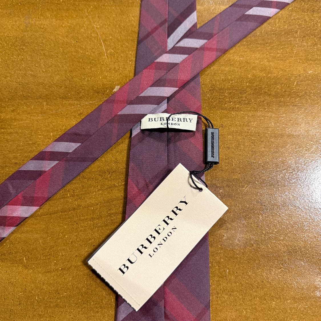 버버리 BURBERRY 런던 체크 실크 넥타이 버건디 7cm 상품이미지2