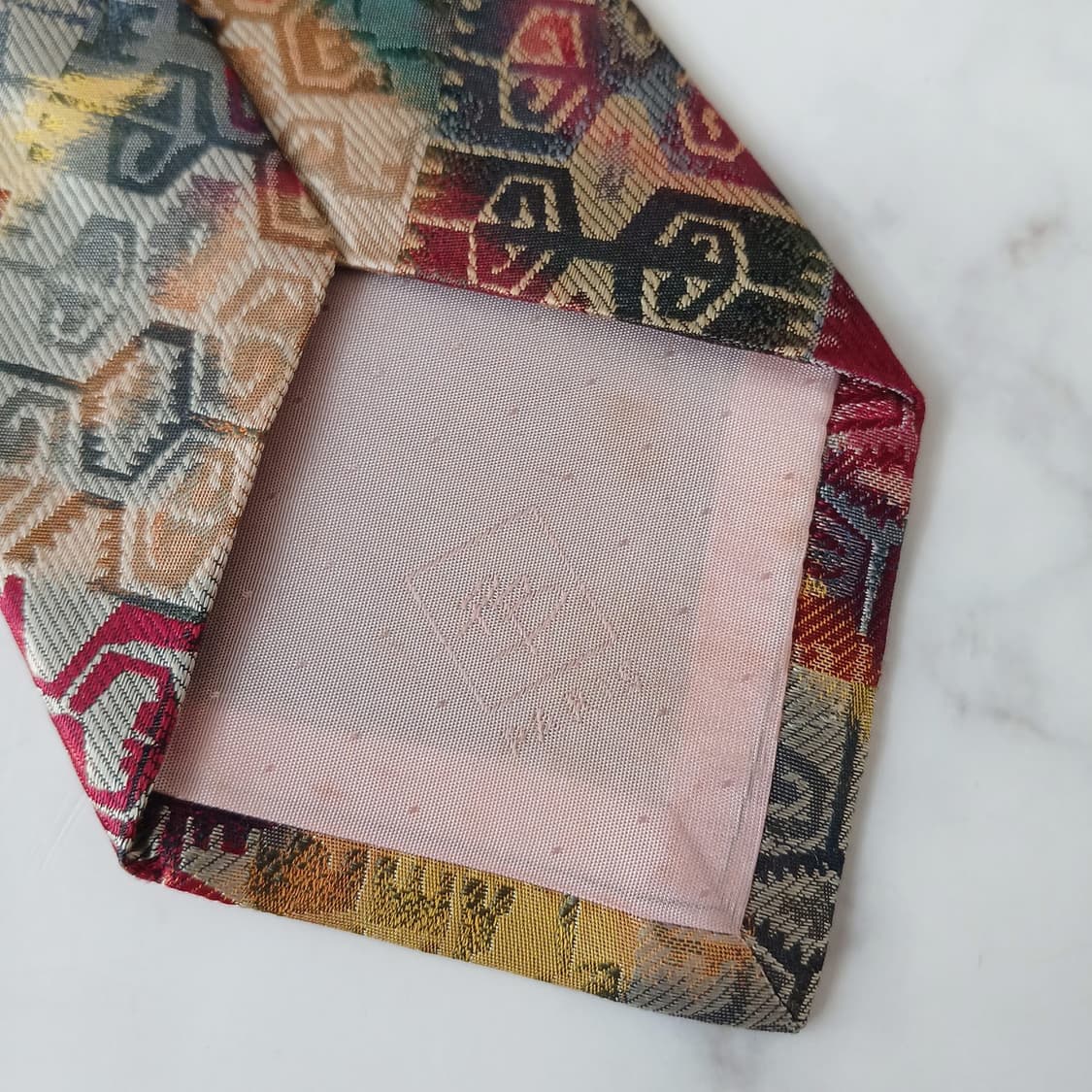 발망 실크 레드 자카드 패턴 넥타이 9.4cm A+~A등급 A19446
 상품이미지10