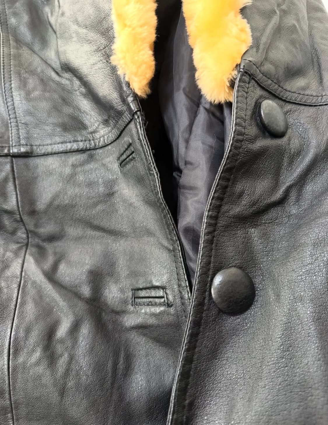 퍼 트림 레더 코트 상품이미지4