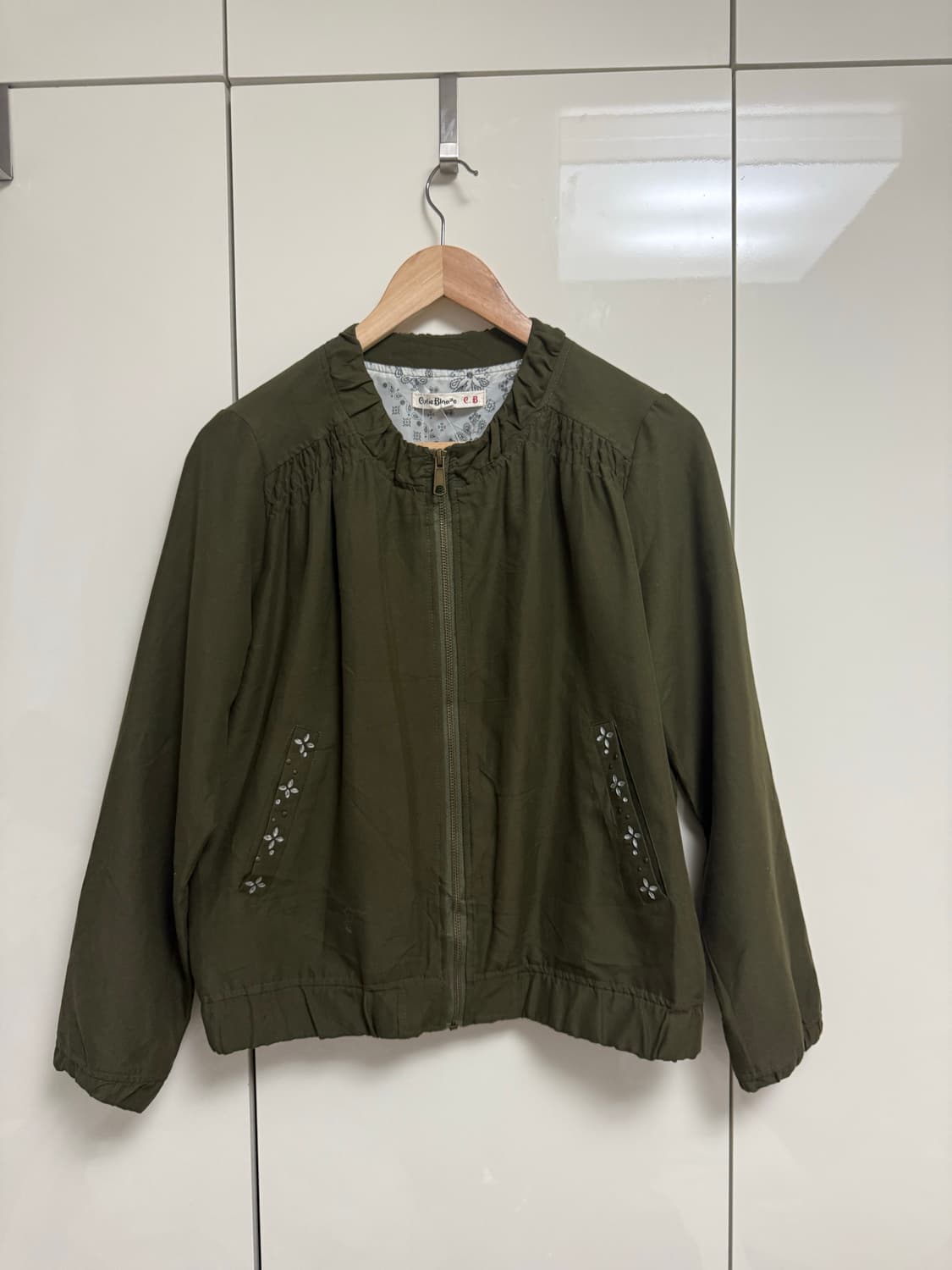 카키 큐빅 포인트 셔링 자켓 상품이미지1