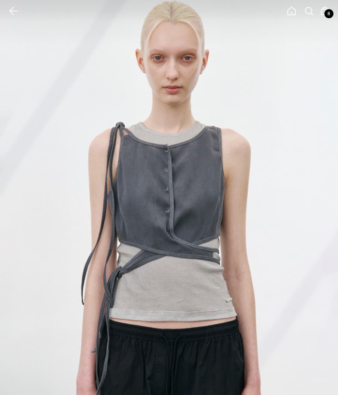 스튜디오테이블 TWISTED CROP TOP, CHARCOAL(새상품) 상품이미지1
