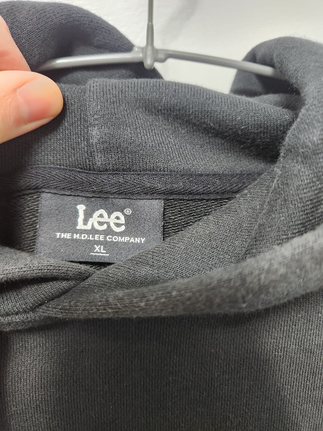 [정품] Lee 빅 로고 부클 자수 후드티 블랙 상품이미지4