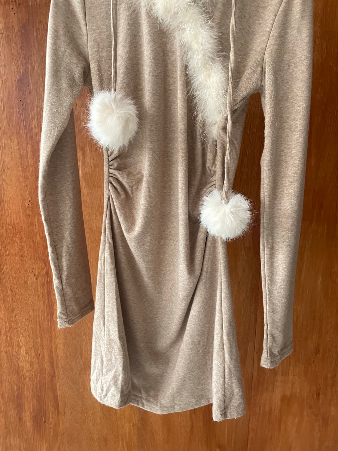 Furry trim hoodie mini dress 상품이미지6