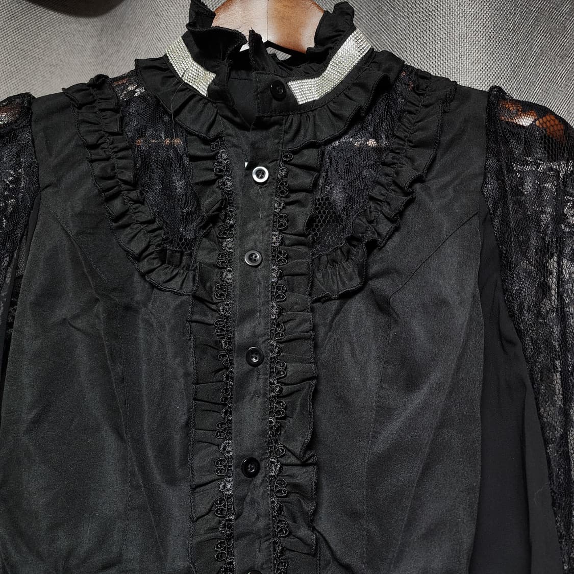 고스로리 지뢰계 고딕 페이크셔츠 치마바지 셋업 상품이미지6