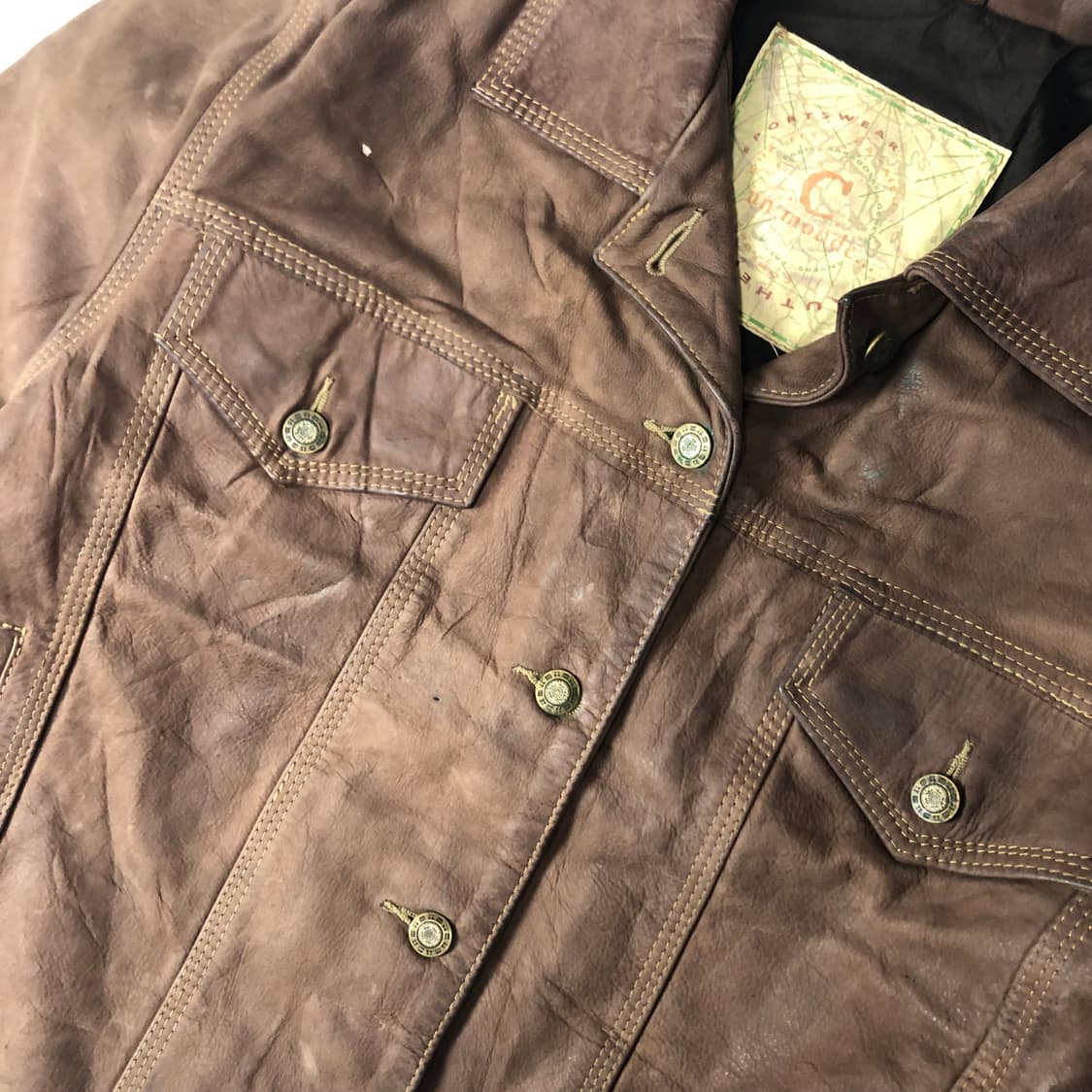 C.un Monde 프렌치 고트스킨 레더 트러커 자켓  상품이미지5