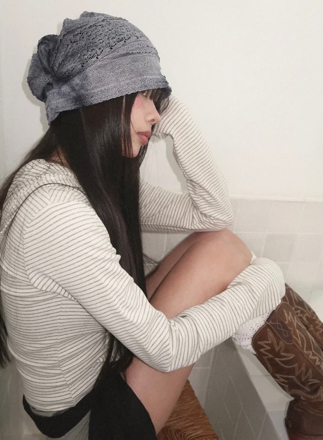 킬리만 와일드플라워 비니 포그네이비 레이스 보헤미안브리즈빈티지모자여름패터 상품이미지6