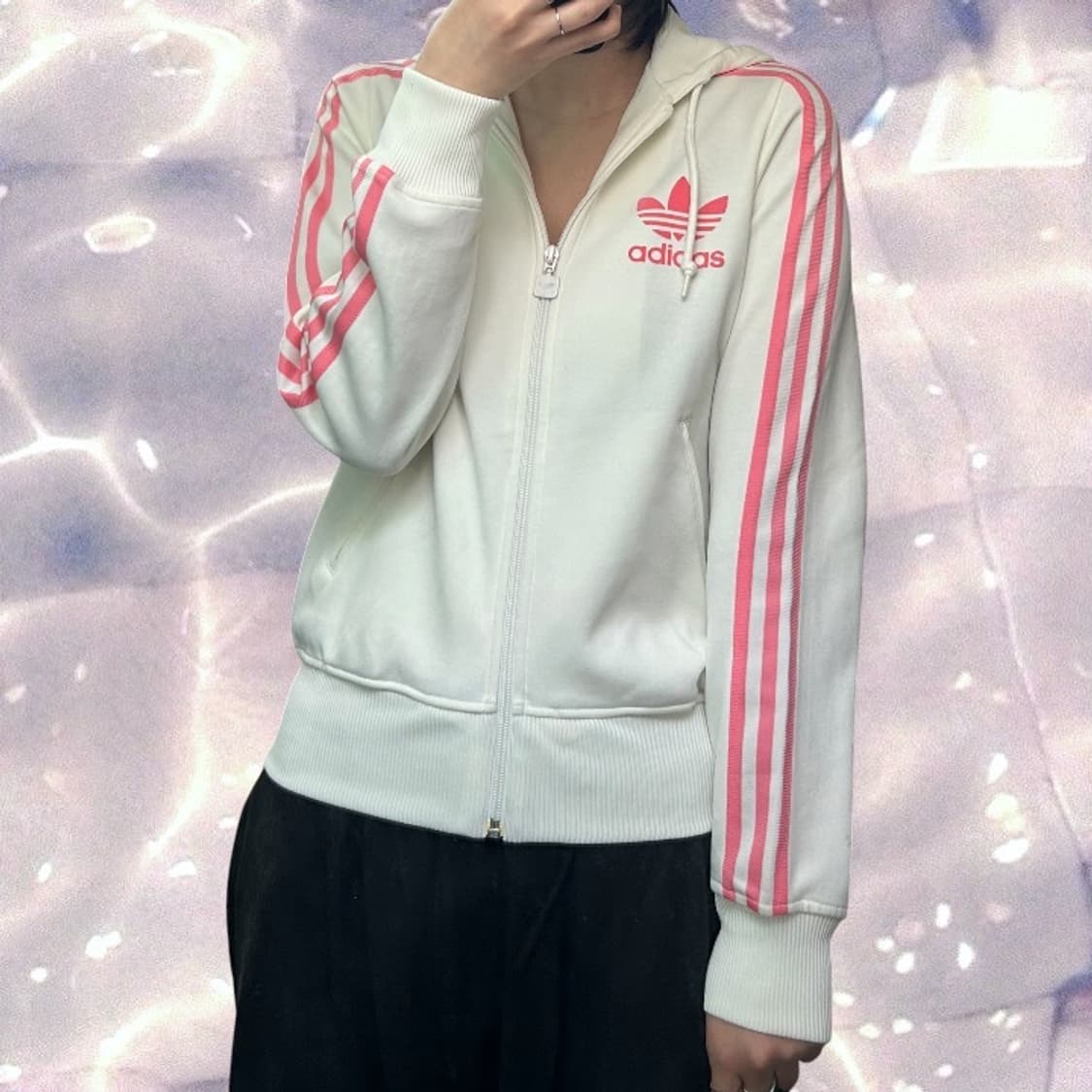 아디다스 플락 후드 져지 화이트 핑크 딸기우유 90  상품이미지2