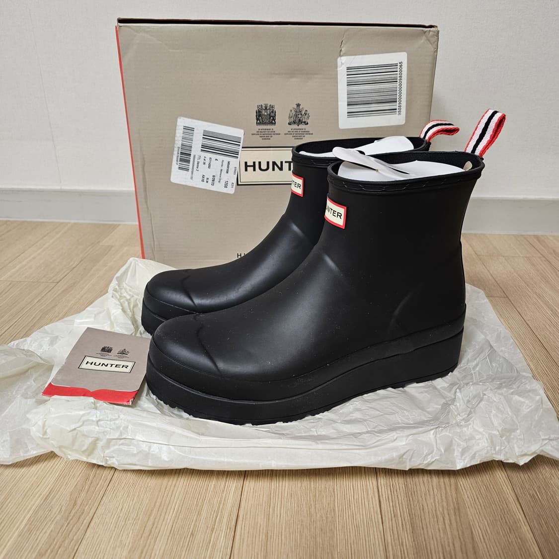 280 새제품) 헌터 플레이 쇼트 레인 부츠 장화 방한화 블랙 상품이미지1
