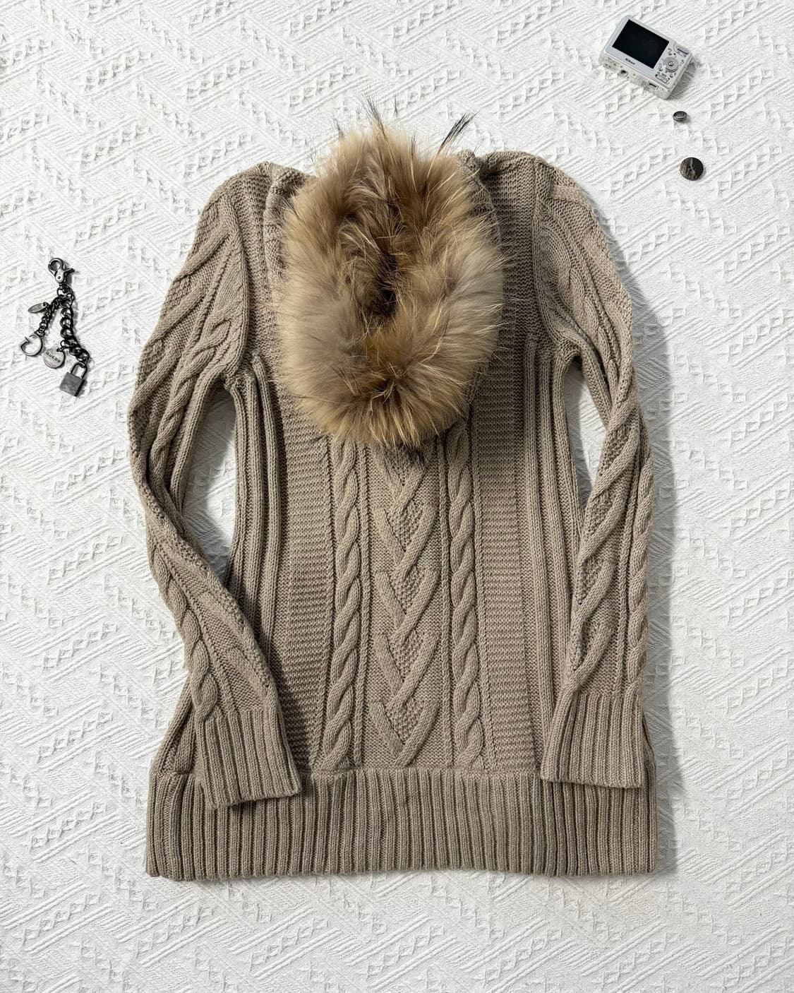 버버리 퍼 트리밍 후디드 토글 버튼 가디건 상품이미지8