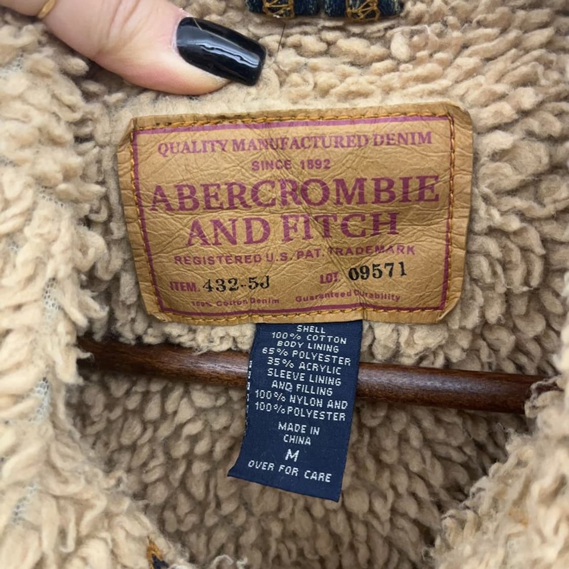 아베크롬비 빈티지 디스트로이드 워싱 양털 데님 자켓 M C07497 상품이미지5