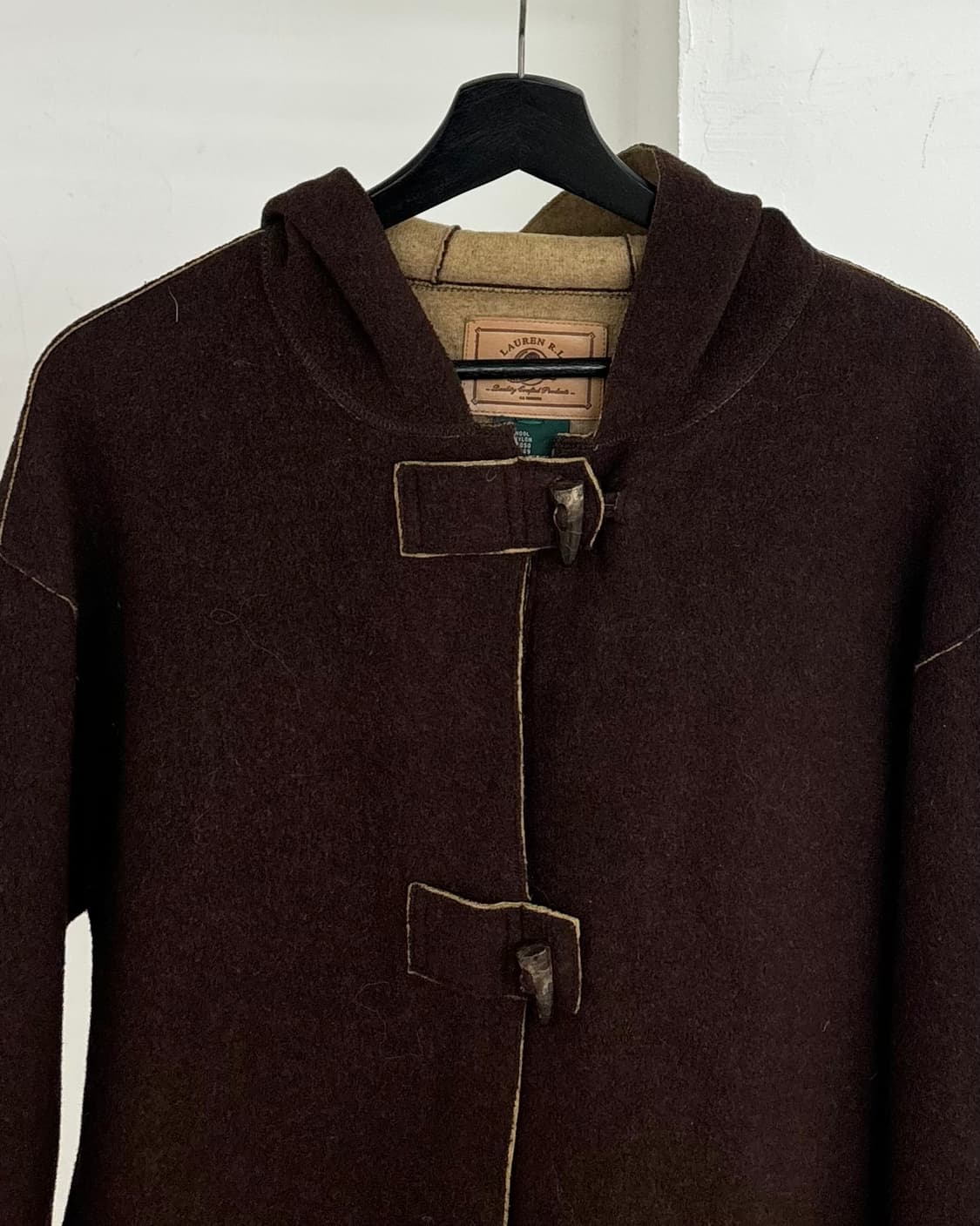 로렌 랄프 로렌 브라운 펠트 울 혼방 후드 더플 코트 상품이미지2