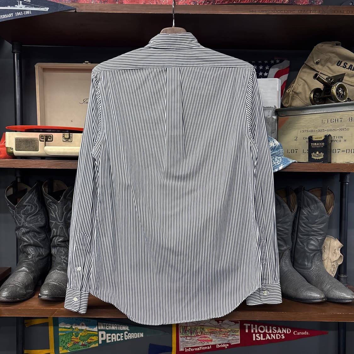 90s 폴로 랄프로렌 클래식 슬림 스트라이프 버튼다운셔츠 블랙 N1165 상품이미지2