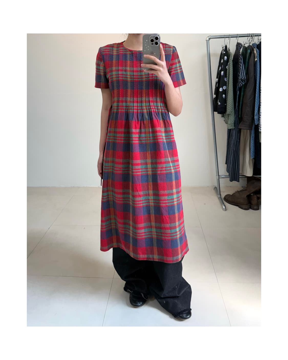 빈티지 체크 원피스 상품이미지1