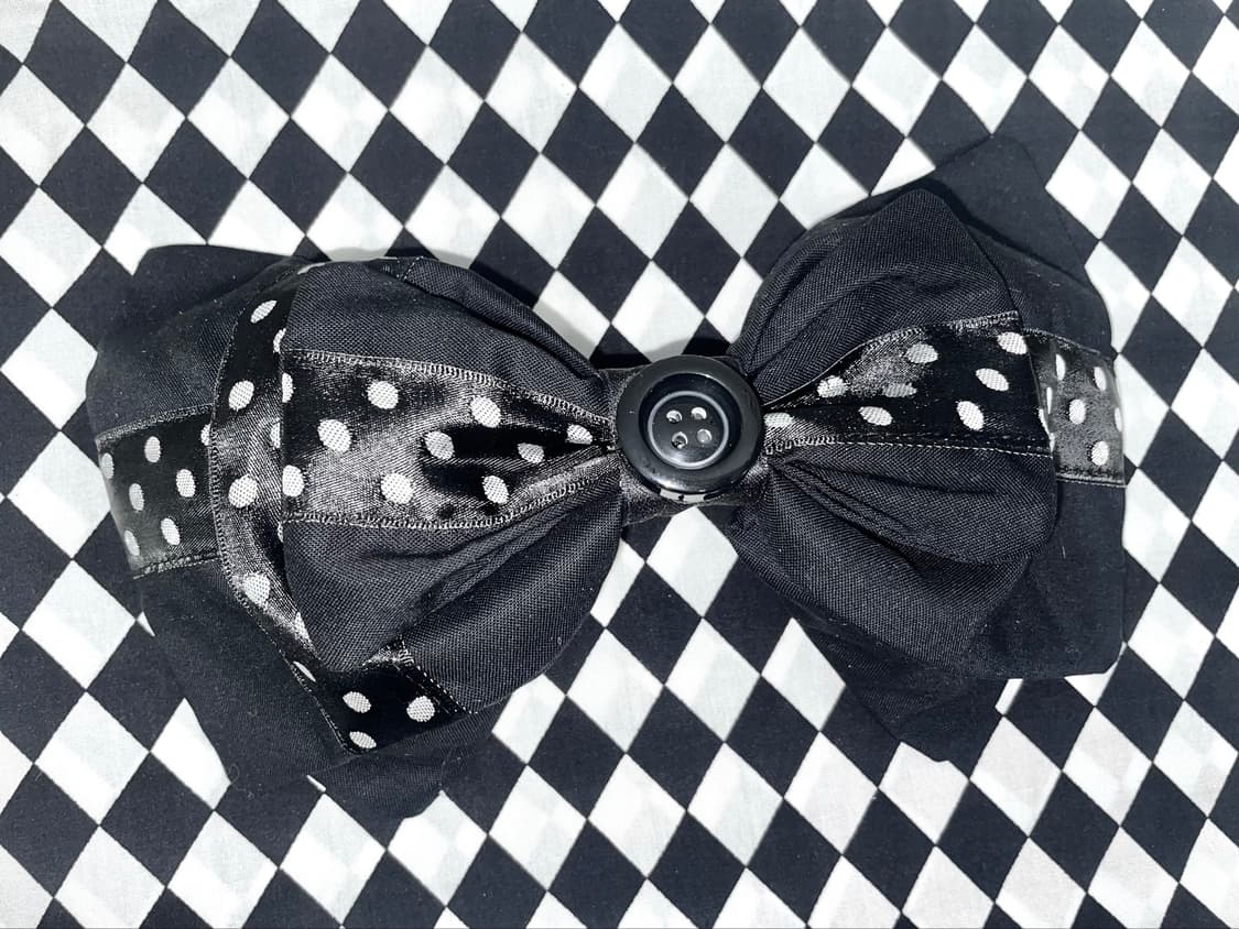 Polka dot button ribbon hairband 상품이미지1