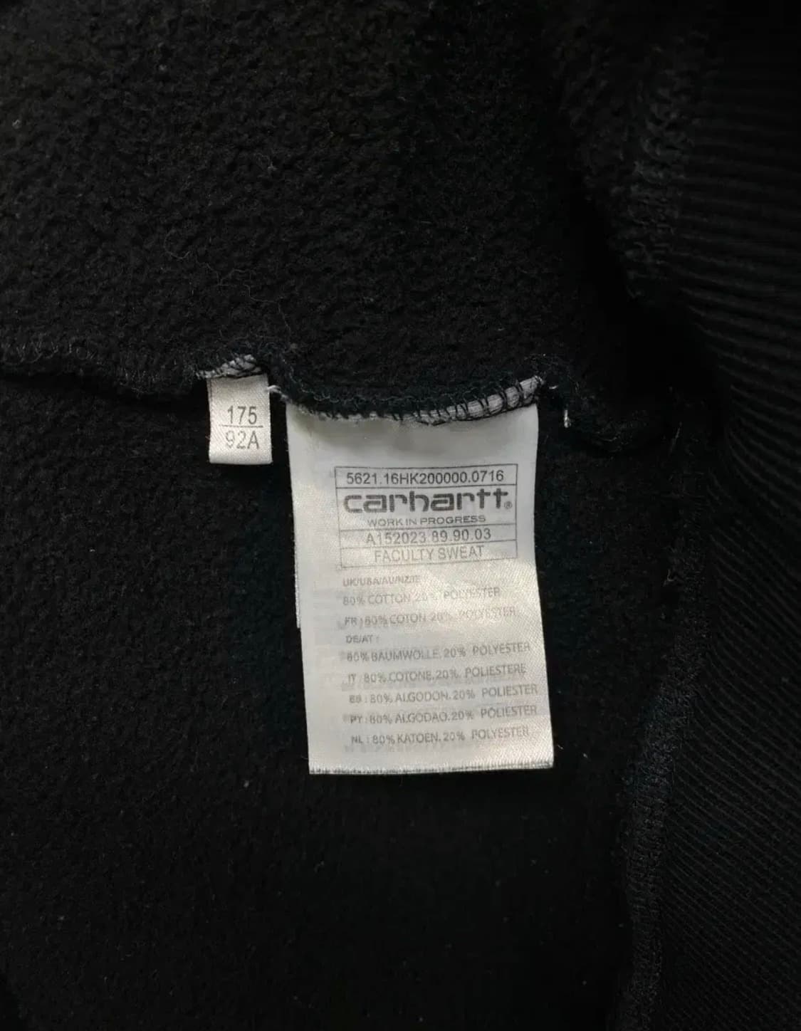 칼하트 로고 블랙 기모 맨투맨 셔츠 M 상품이미지5