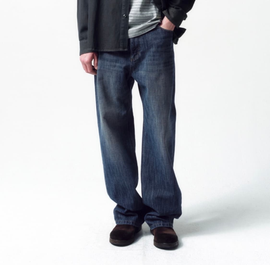 인사일런스 허니콤 데님 팬츠 MID BLUE L사이즈 상품이미지1