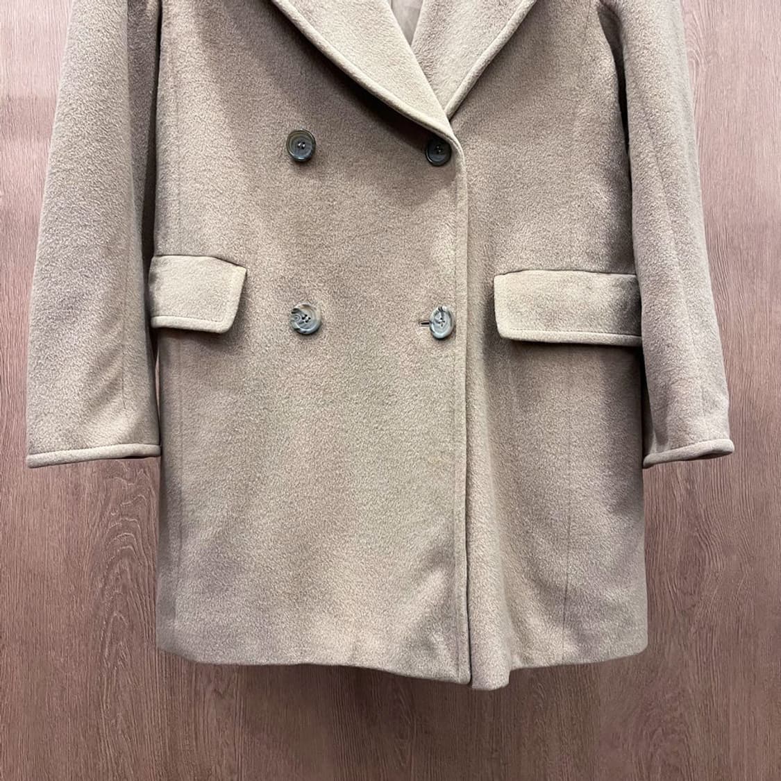 막스마라 트렌치 울코트 더블 브레스티드 포켓 디테일 스트레이트핏 베이지 상품이미지5