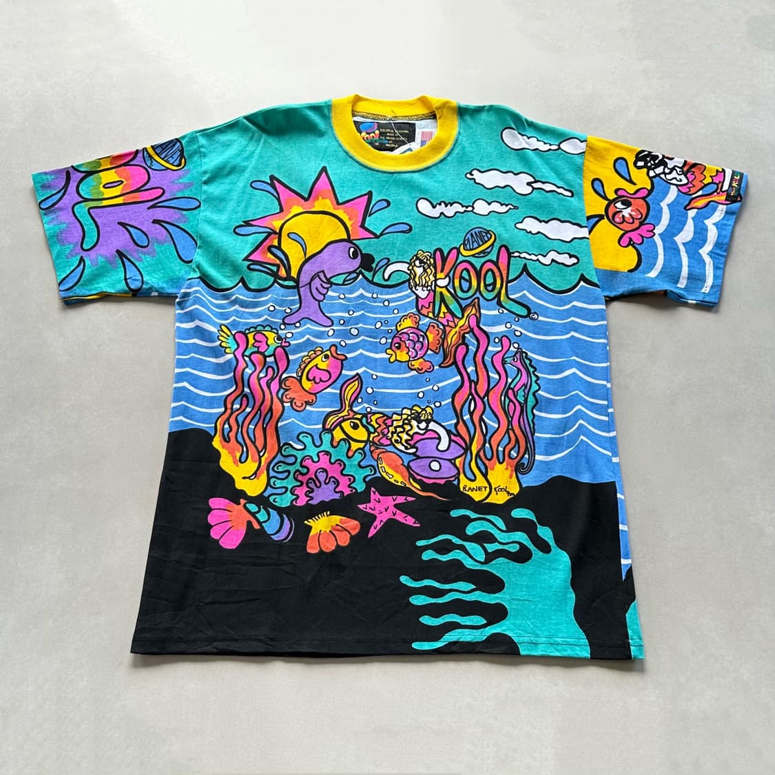[XL](새상품)90s USA KOOL 컬러풀 아트 티셔츠 상품이미지3
