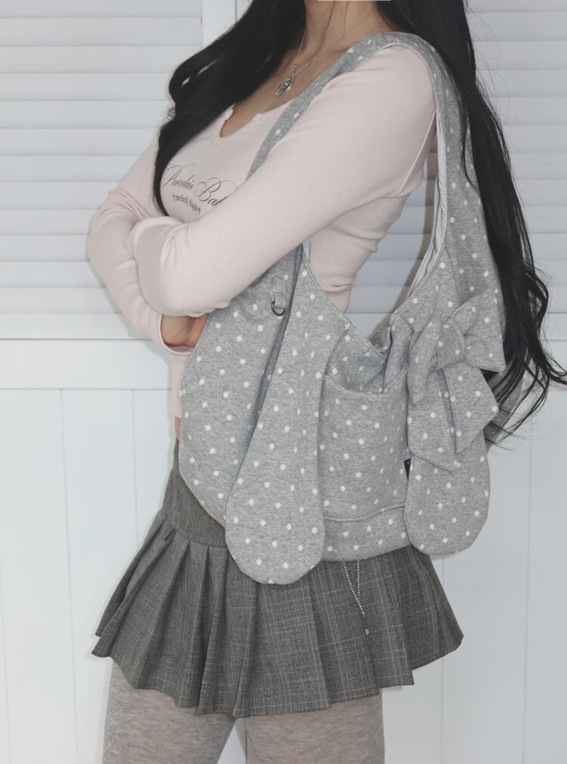 NUYET 버니 리본 도트 백 상품이미지5