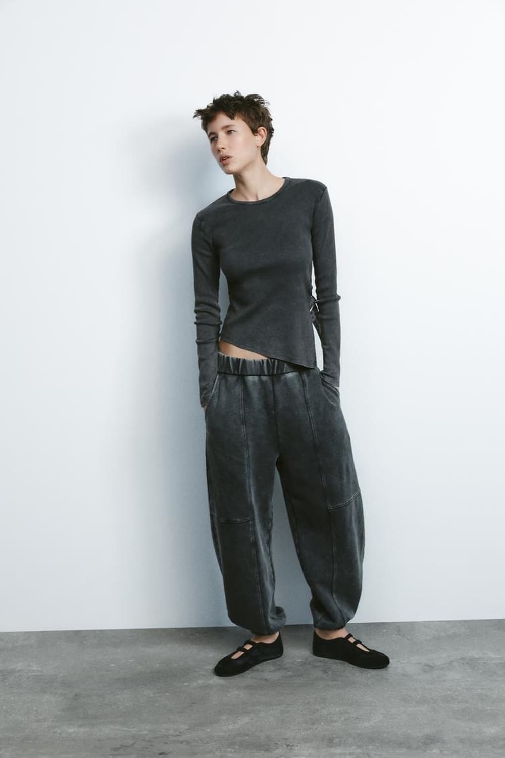 ZARA 자라 벨트 리브드 워싱 탑 상품이미지4