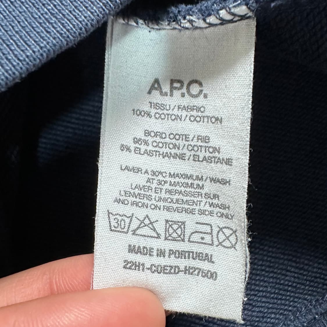 APC 아페쎄 로고 네이비 맨투맨 상품이미지6
