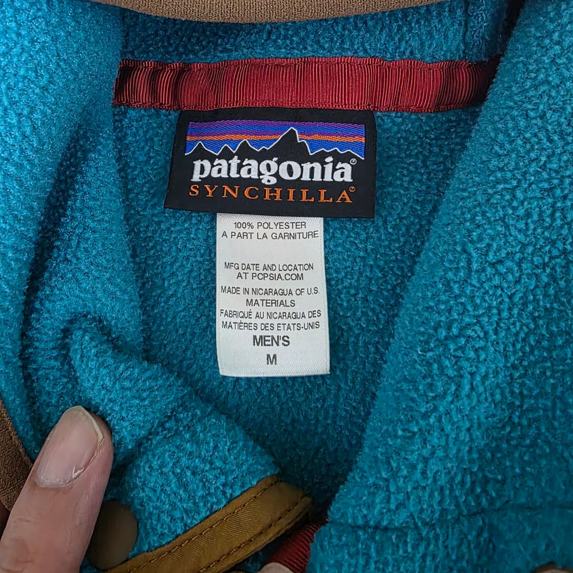 [M/M] 빈티지 파타고니아 신칠라 플리스 스냅 풀오버 후드 블루/브라운 상품이미지4