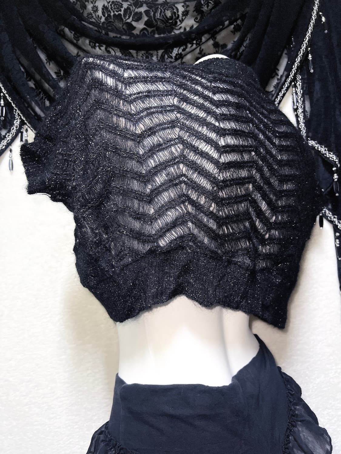 로맨틱고딕 고스펑크 다크페어리 그런지 뜨개 니트 볼레로 가디건 로걀 핀터 상품이미지8