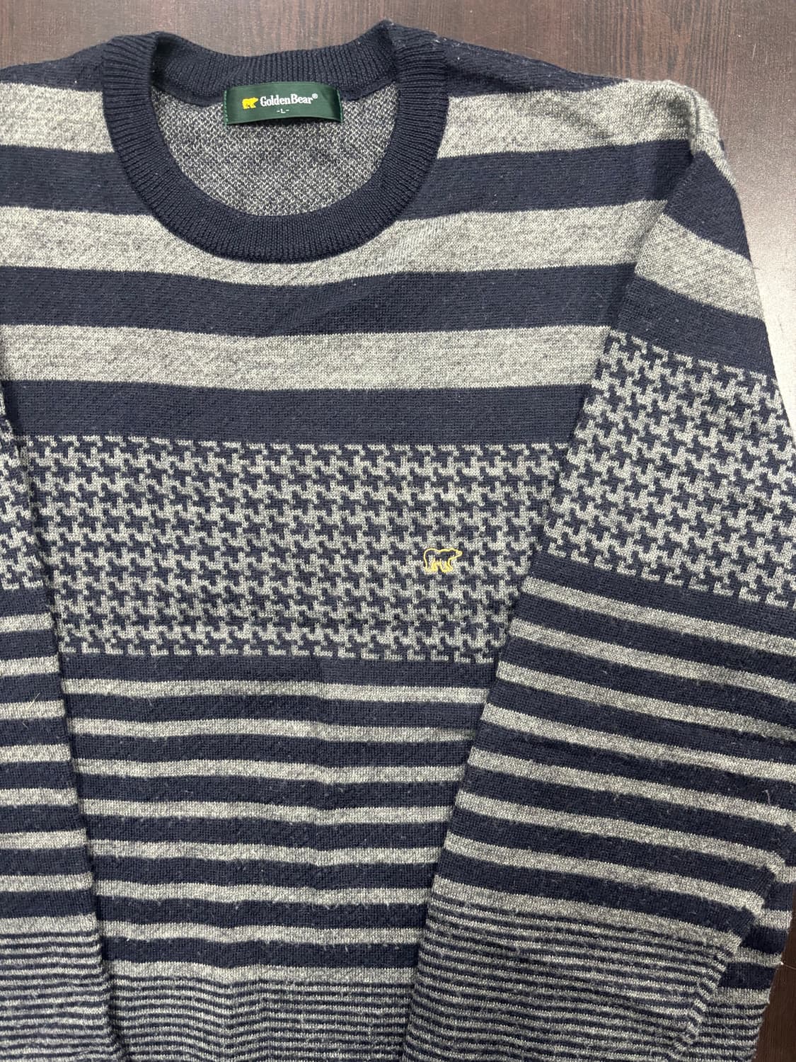 골든베어 스트라이프/하운즈투스 패턴 니트 상품이미지2