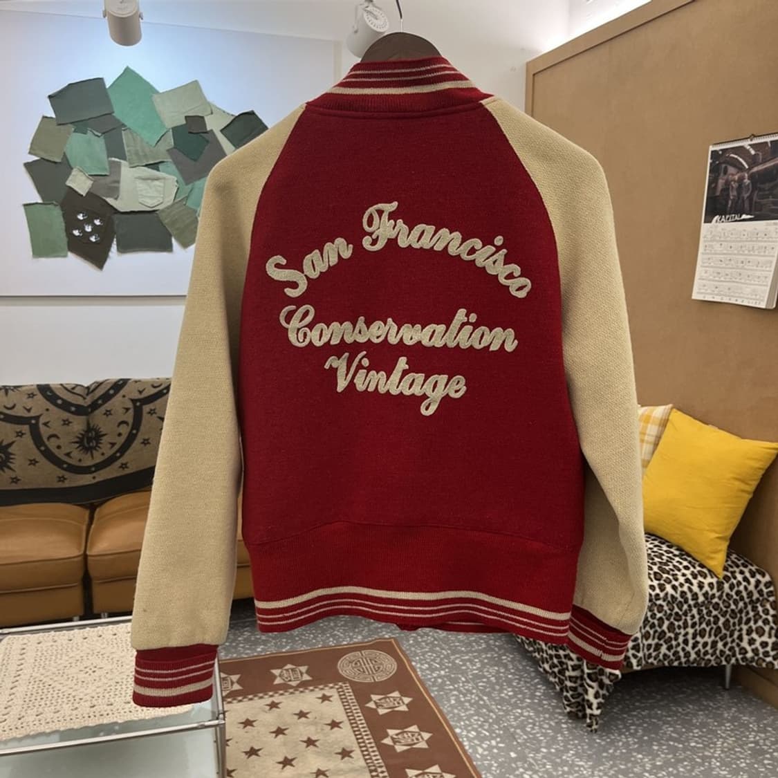 빈티지 레트로 하이틴 캐주얼 버건디 바시티 자켓 M C10018 상품이미지4