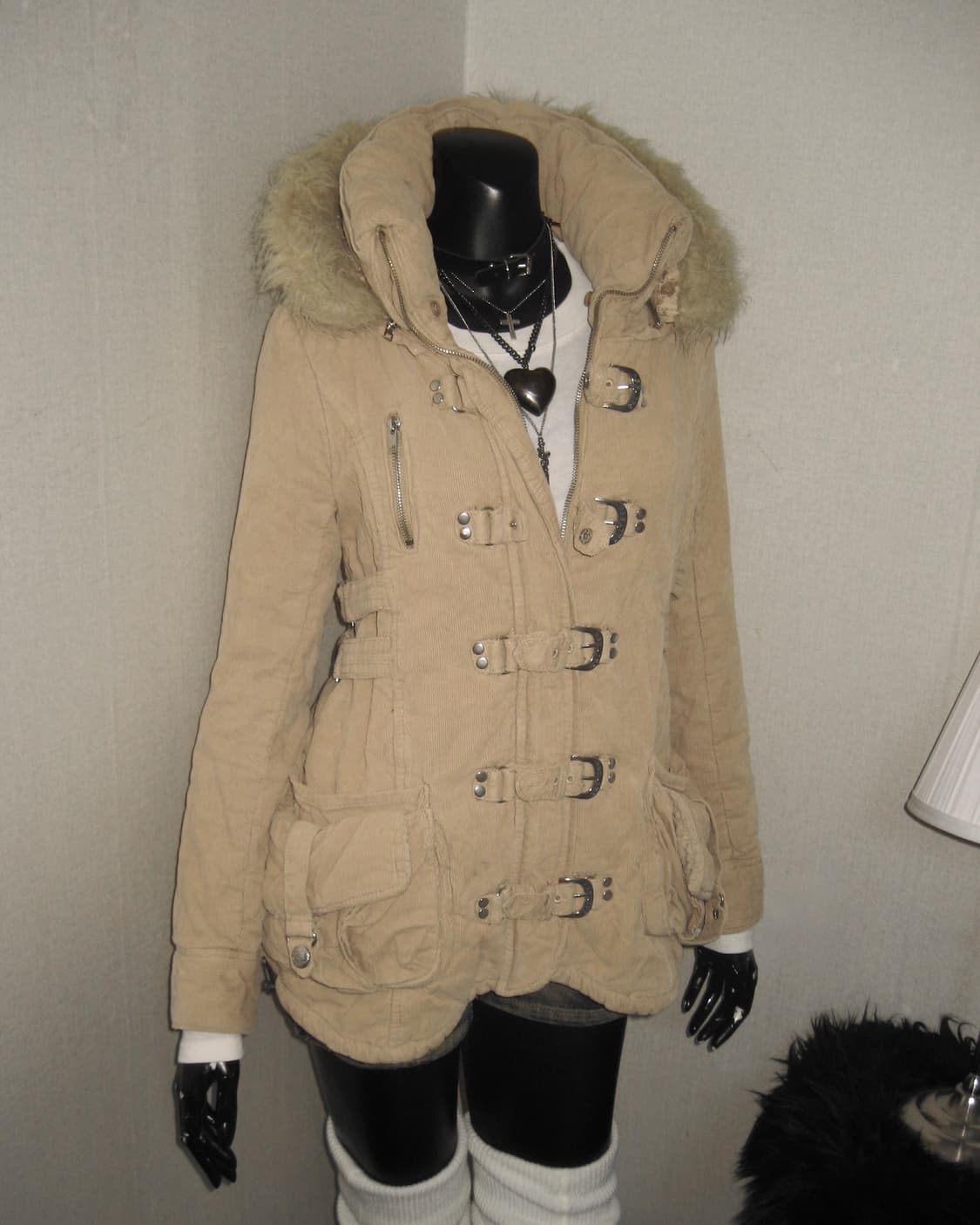 BACKS 코듀로이 하이넥 버클 코트 자켓 y2k 모리걸 상품이미지3