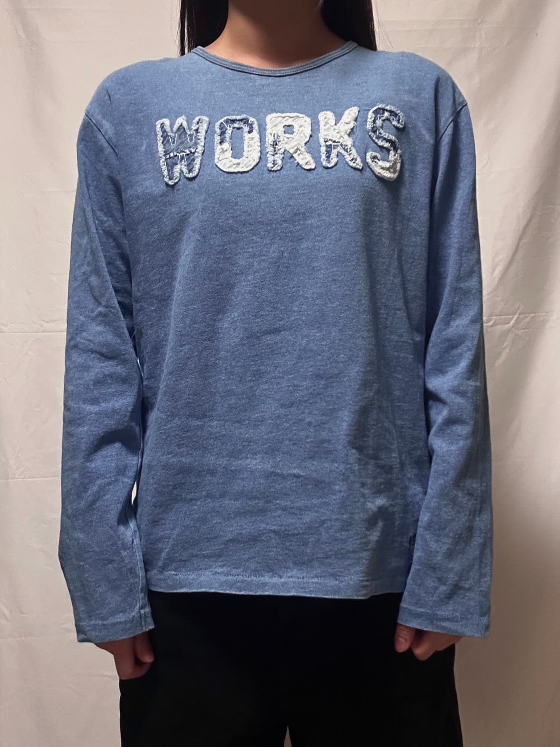 빈티지 패치워크 코튼 긴팔티셔츠 상품이미지1