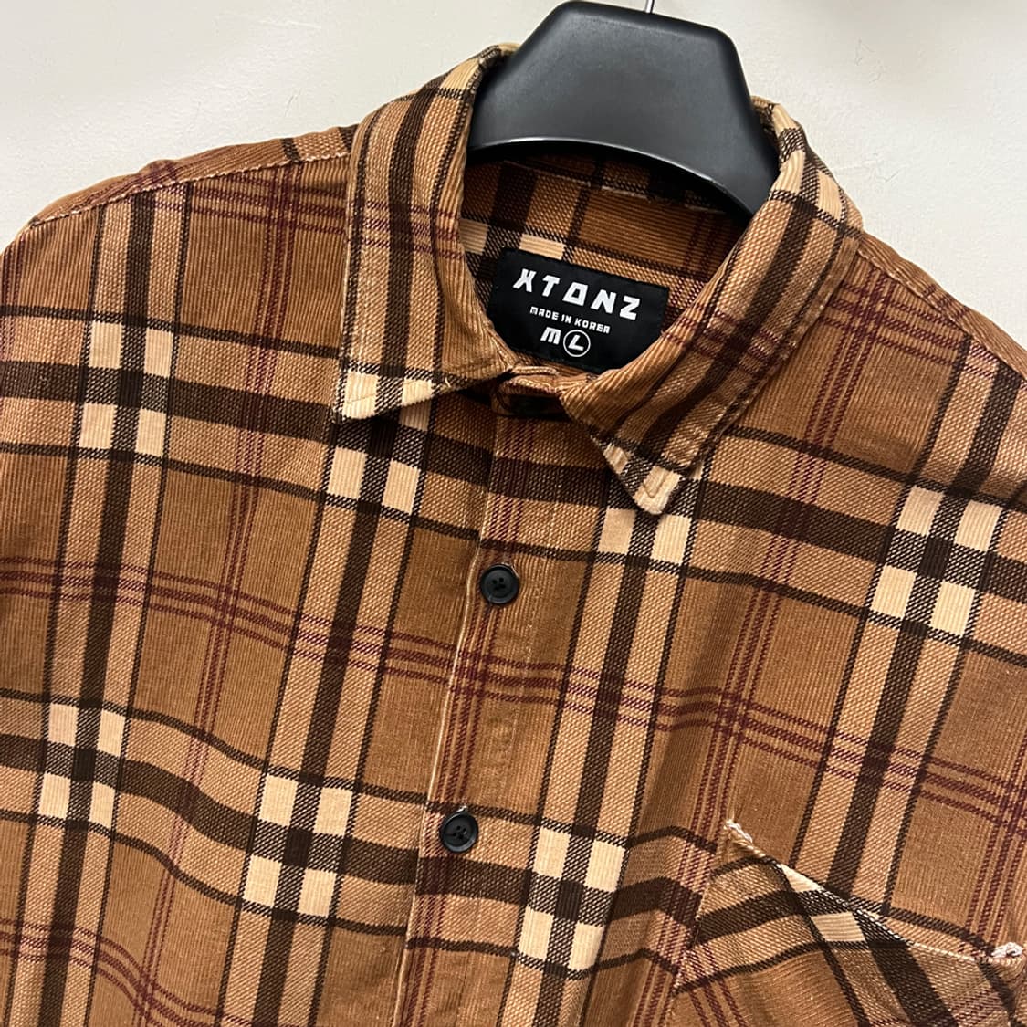 엑스톤즈 오버핏 슈베린 코듀로이 체크 셔츠 남방 L 상품이미지3