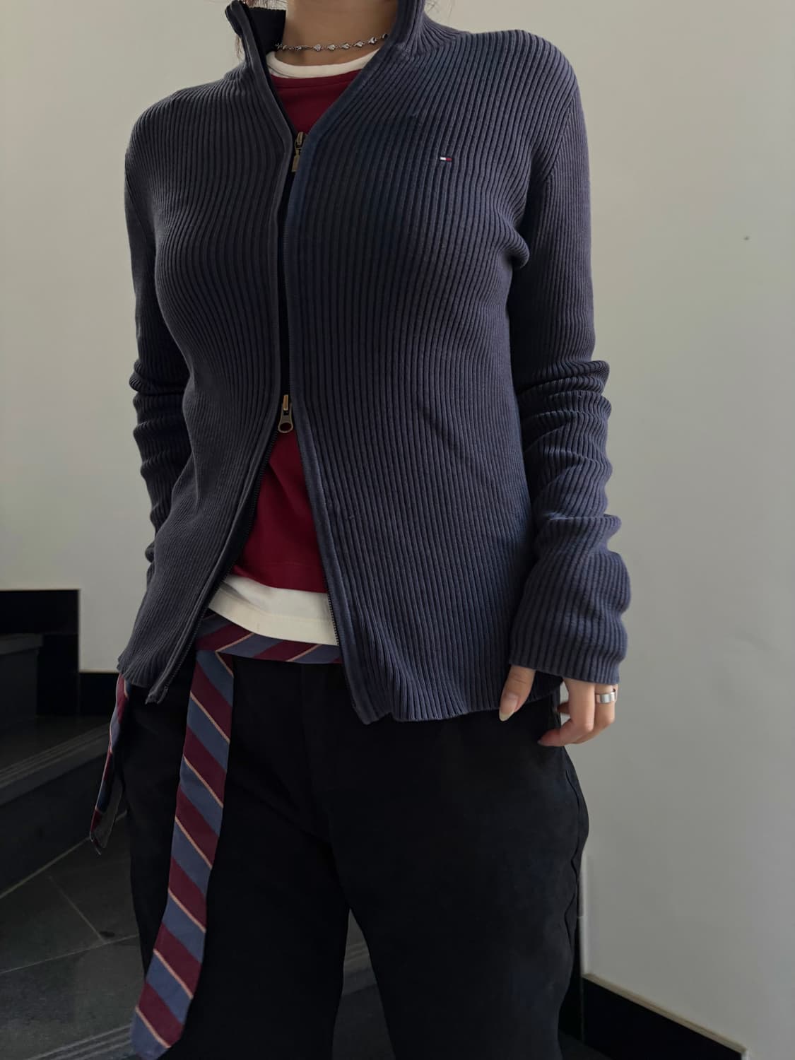 타미힐피거 네이비 니트집업 상품이미지2