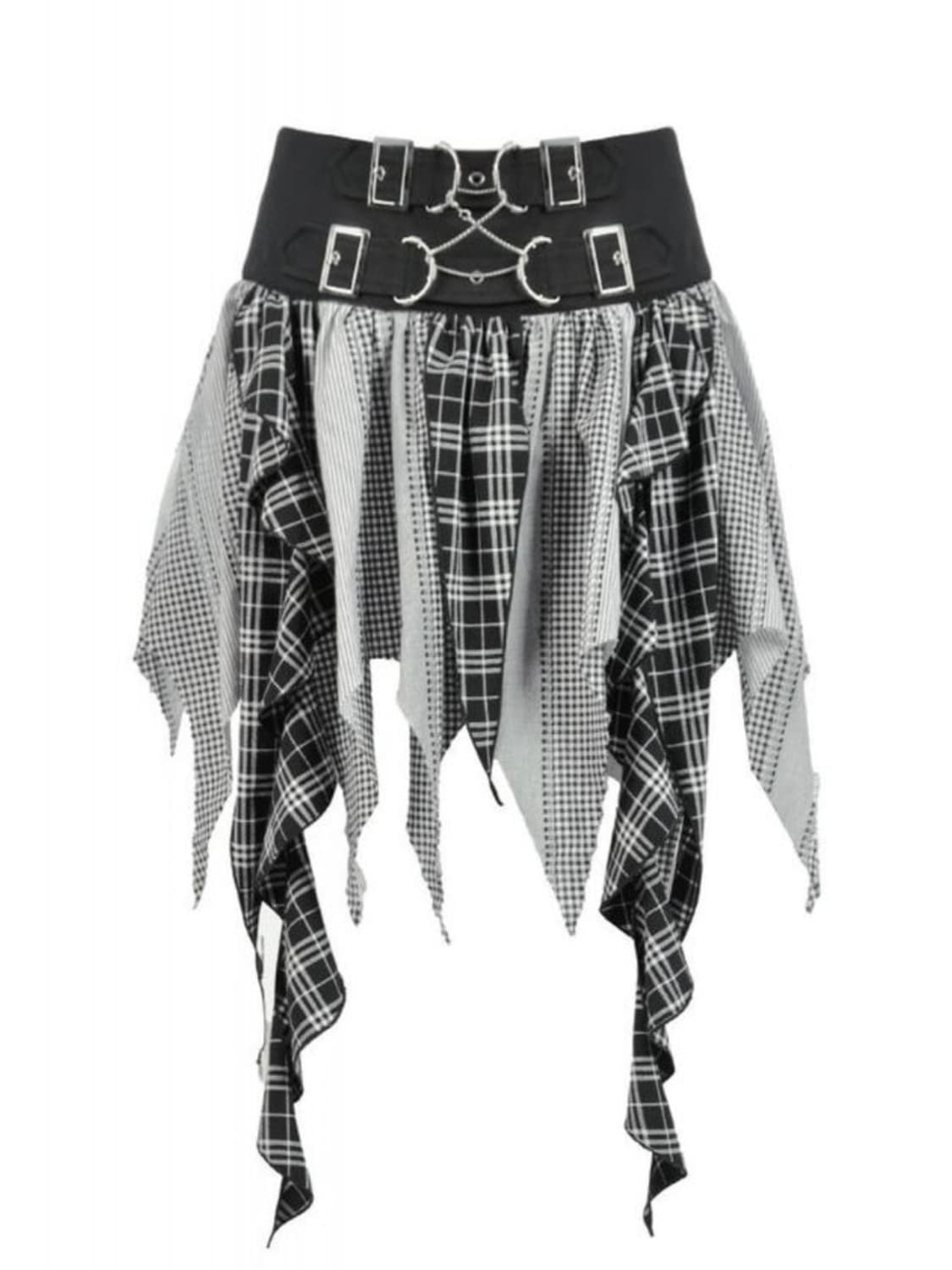 DARK IN LOVE 락샵 다크인러브 플레이드 패치워크 스커트 상품이미지2